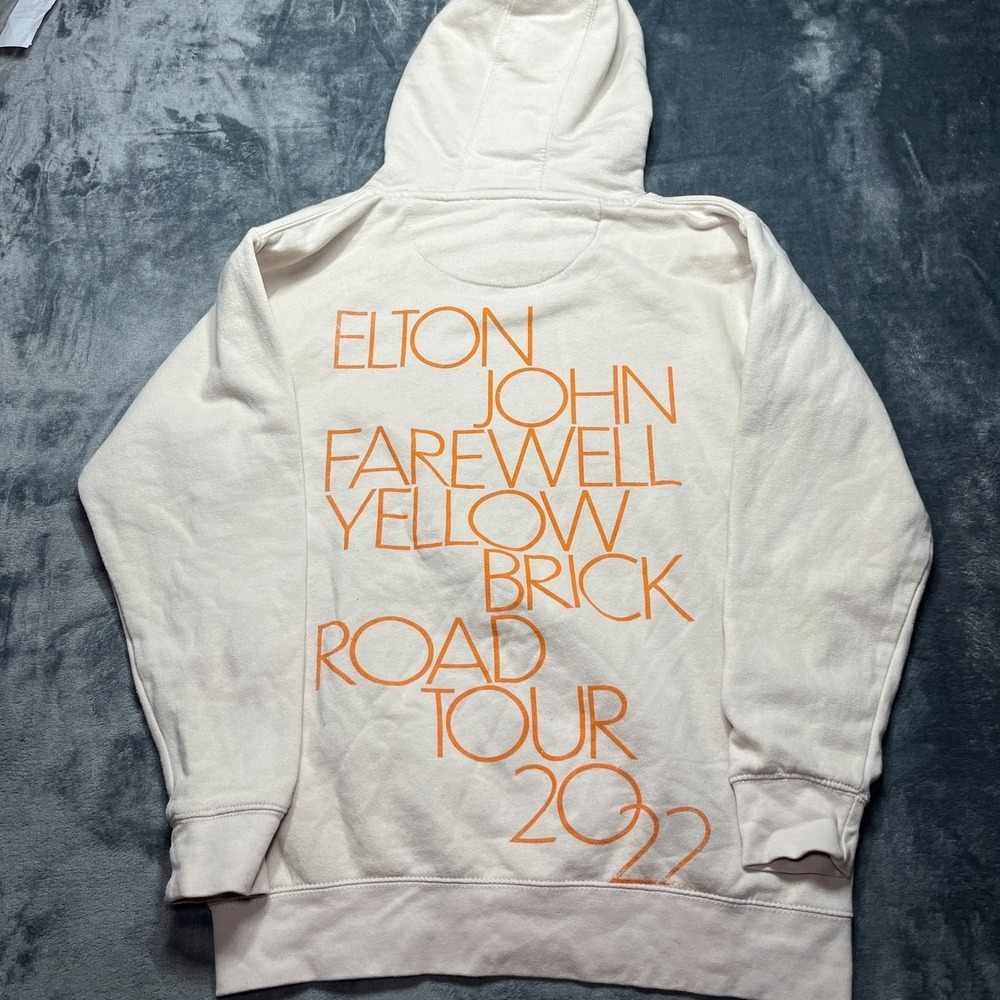 Elton John Hoodie Sweatshirt Medium Beige Farewell Yellow Brick Road Concert '22 - Picture 7 of 12